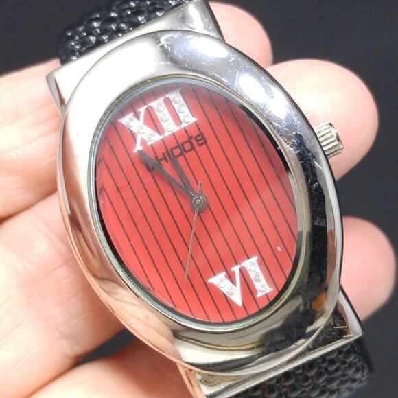 Chico's Cuff Watch, Red Silver Face, 6 Inches, Second Hand - Picture 2 of 12
